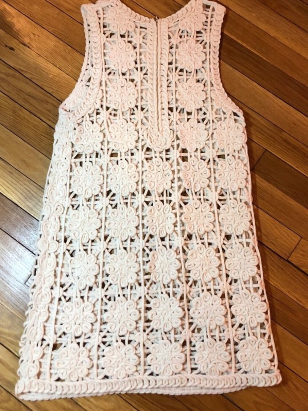 Zara Sleeveless Crochet Knit Tunic Beach Dress in Cream